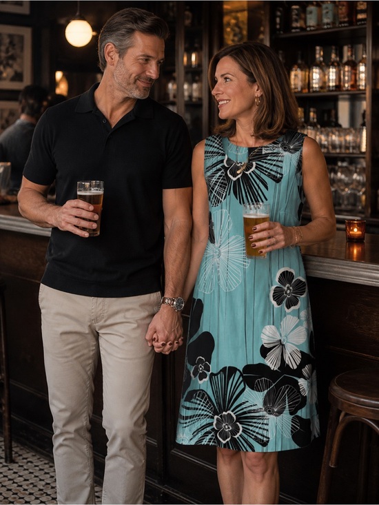 NorthStyle Dresses & Skirts - Mid-Century Modern Aqua & Black Midi Dress